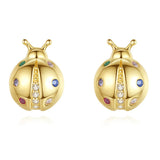 Monkton 925 Silver Rainbow CZ Stud Earrings Women Engagement Party Jewelry