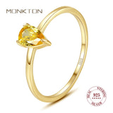 Monkton 925 Silver Citrine Gemstone Ring 18K Yellow Women's Jewelry