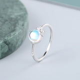 Monkton Moonstone Ring 925 Silver Minimalist Women Engagement Wedding Band