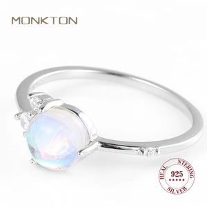 Monkton Moonstone Ring 925 Silver Minimalist Women Engagement Wedding Band