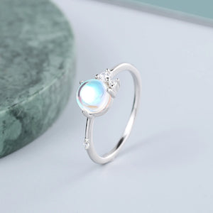 Monkton Moonstone Ring 925 Silver Minimalist Women Engagement Wedding Band