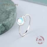 Monkton Moonstone Ring 925 Silver Minimalist Women Engagement Wedding Band