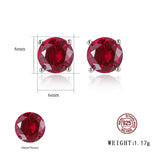 925 Silver Stud Earrings Ruby Emerald Gemstone Ladies Gift