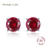 925 Silver Stud Earrings Ruby Emerald Gemstone Ladies Gift