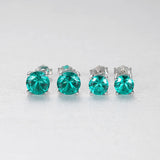 925 Silver Stud Earrings Ruby Emerald Gemstone Ladies Gift