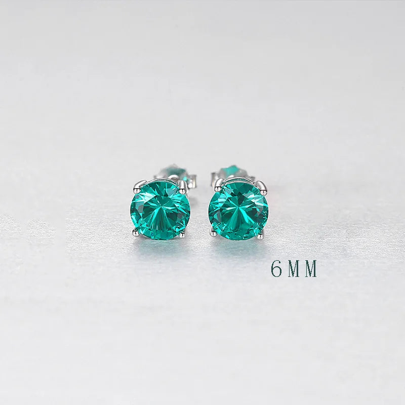 925 Silver Stud Earrings Ruby Emerald Gemstone Ladies Gift