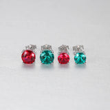 925 Silver Stud Earrings Ruby Emerald Gemstone Ladies Gift