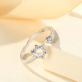 Monkton S925 Sterling Silver Hexagon Ring Open Star of David 925 Jewelry Promise