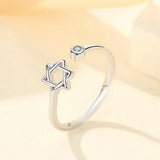 Monkton S925 Sterling Silver Hexagon Ring Open Star of David 925 Jewelry Promise