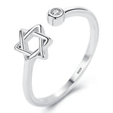 Monkton S925 Sterling Silver Hexagon Ring Open Star of David 925 Jewelry Promise