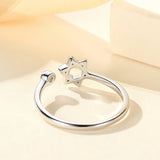 Monkton S925 Sterling Silver Hexagon Ring Open Star of David 925 Jewelry Promise