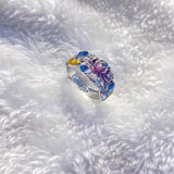 Monkton Vintage Koi Lotus Ring Classic Craft Purple Fish Flower Adjustabl...