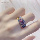 Monkton Vintage Koi Lotus Ring Classic Craft Purple Fish Flower Adjustabl...