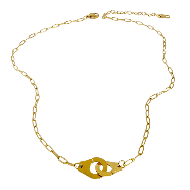 Geometric Handcuffs Pendant Titanium Chain Necklace