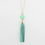Monogram Acrylic Disc Long Chain Pendant Necklace with Tassel