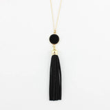 Monogram Acrylic Disc Long Chain Pendant Necklace with Tassel