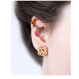Monogram Earrings Personalized Custom Name Stud Earring Stainless Steel