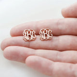E Initial Stud Earrings Stainless Steel Personalized Name Brinco