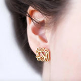E Initial Stud Earrings Stainless Steel Personalized Name Brinco