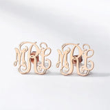 E Initial Stud Earrings Stainless Steel Personalized Name Brinco