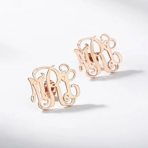E Initial Stud Earrings Stainless Steel Personalized Name Brinco