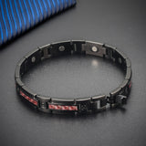 Red Carbon Fiber Stainless Steel Men's Magnet Bracelet