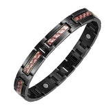 Red Carbon Fiber Stainless Steel Men's Magnet Bracelet