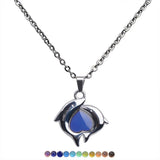 Mood Temperature Change Necklaces Peach Heart Pendant Necklace