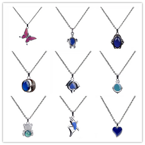 Mood Temperature Change Necklaces Peach Heart Pendant Necklace