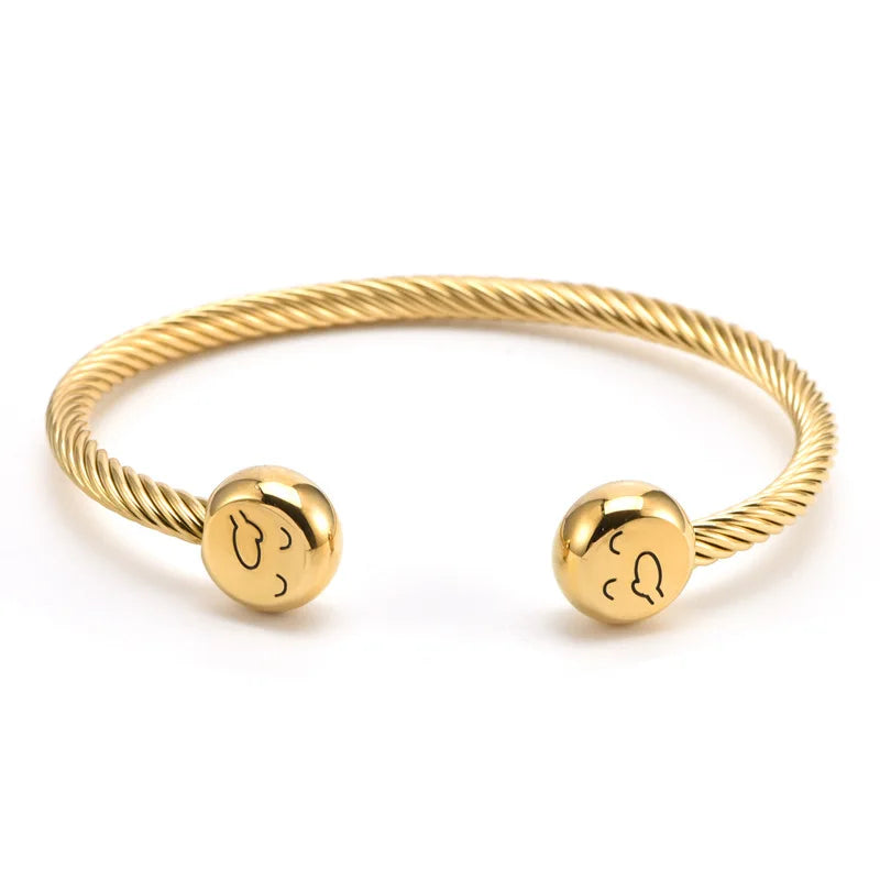 Stainless Steel Open Bangle Bracelet for Women