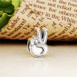 925 Sterling Silver Peace Symbol Charm Beads DIY Bracelet