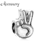 925 Sterling Silver Peace Symbol Charm Beads DIY Bracelet