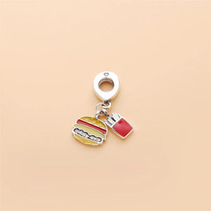 Burger Fries Dropper Charms Dangle Charm Mix Enamel Pendant