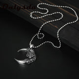 Moon & Night Pendant w/ Flowers Punk Stainless Chain Choker