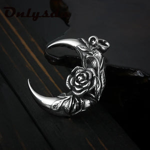 Moon & Night Pendant w/ Flowers Punk Stainless Chain Choker