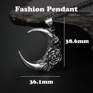 Moon & Night Pendant w/ Flowers Punk Stainless Chain Choker
