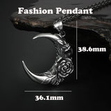 Moon & Night Pendant w/ Flowers Punk Stainless Chain Choker