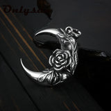 Moon & Night Pendant w/ Flowers Punk Stainless Chain Choker