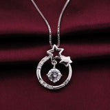 Moon & Star Pendant Necklace with Zircon Stellux Top