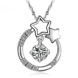Moon & Star Pendant Necklace with Zircon Stellux Top