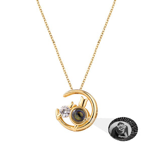 Moon Cat Photo Projection Necklace Pendant Jewelry