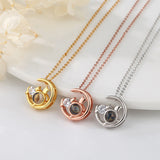 Moon Cat Photo Projection Necklace Pendant Jewelry