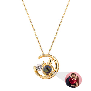 Moon Cat Photo Projection Necklace Pendant Jewelry