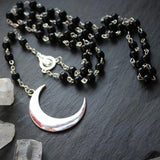 Moon Crescent Rosary, Black/Silver, Wicca, Pagan