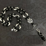 Moon Crescent Rosary, Black/Silver, Wicca, Pagan