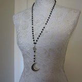 Moon Crescent Rosary, Black/Silver, Wicca, Pagan
