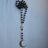 Moon Crescent Rosary, Black/Silver, Wicca, Pagan