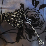 Moon Crescent Rosary, Black/Silver, Wicca, Pagan
