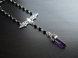 Moon Crescent Rosary, Black/Silver, Wicca, Pagan