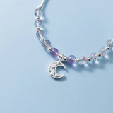 Moon Crystal Pendant Gem Bracelet S925 Sterling Silver Daily Wear Jewelry
